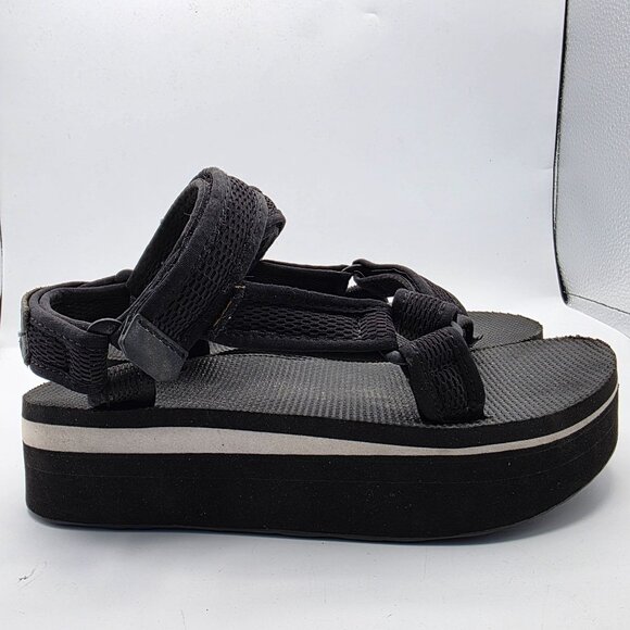 Teva Flatform Universal Mesh Print Womens Size 6 Black Platform Sandals - Picture 12 of 13